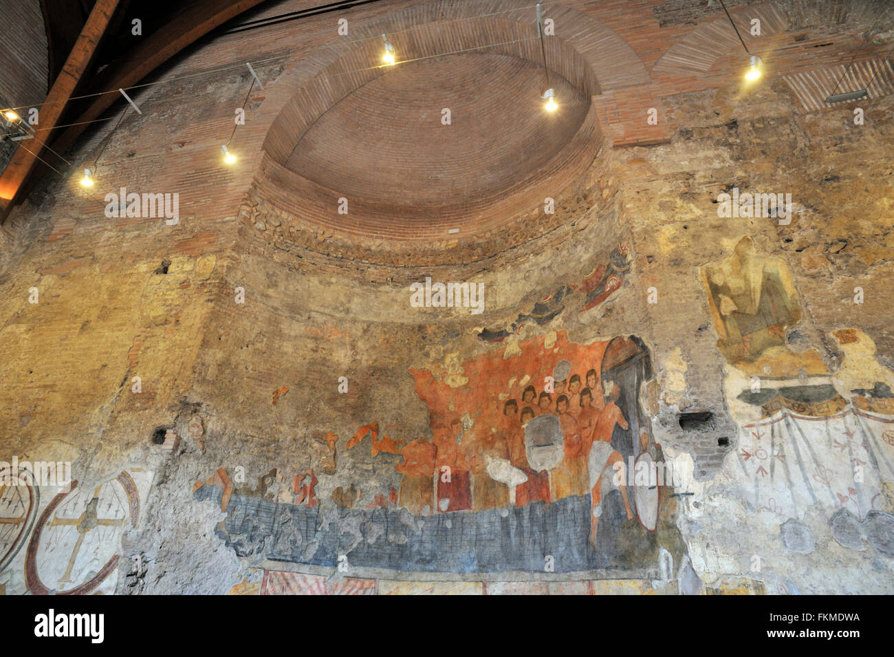 Fresque médiévale (VIIIe siècle après JC), Oratoire des quarante martyrs, hall d'entrée du Palais impérial, Forum romain, Rome, Italie Banque D'Images