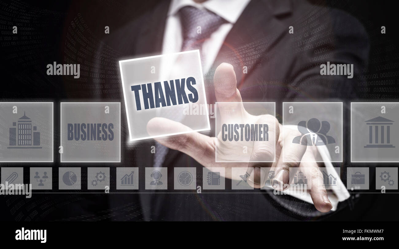 Businessman en appuyant sur un bouton grâce concept. Banque D'Images