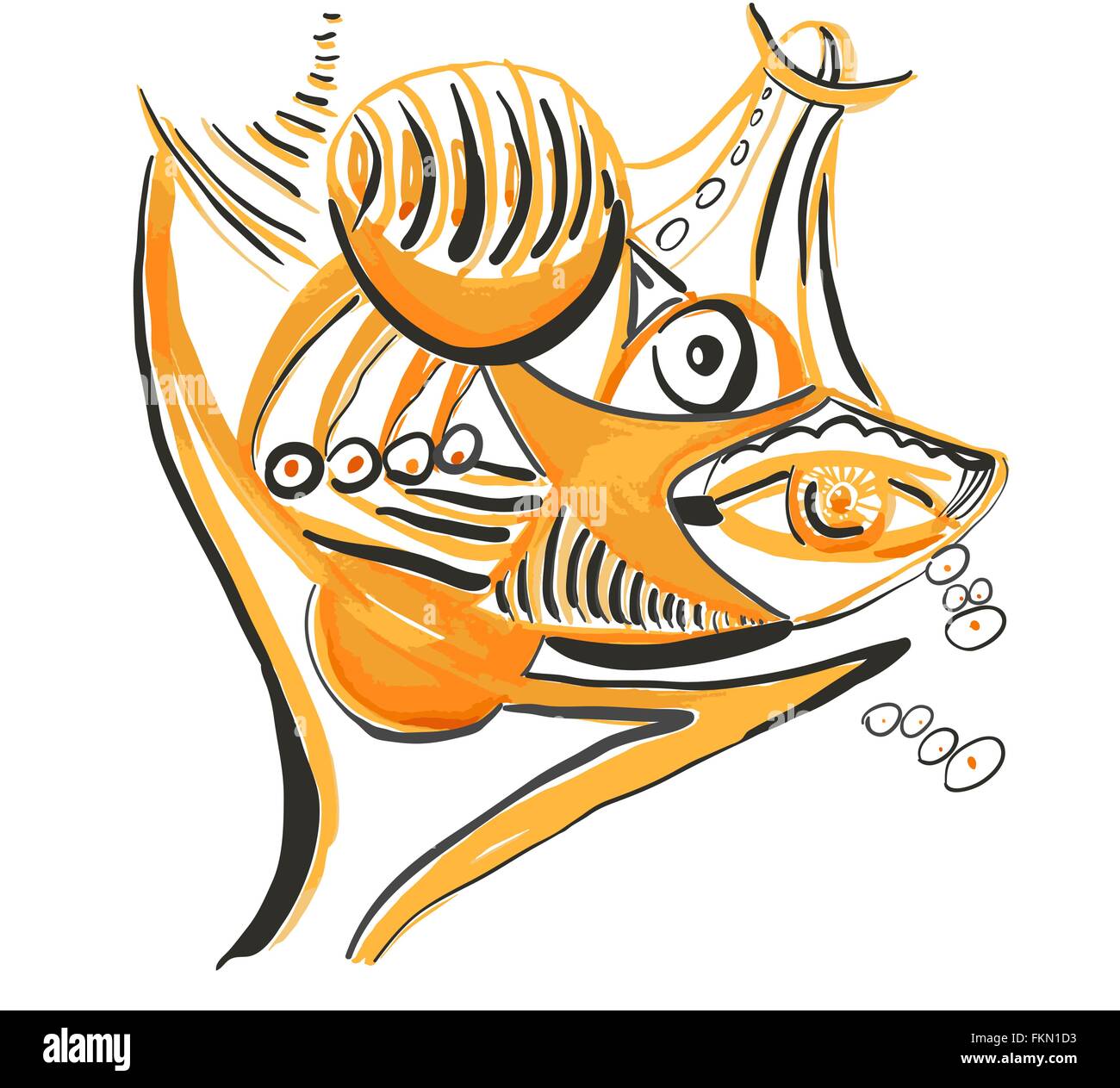 Vue d'une ouverture menaçante bouche du requin. Style de l'art abstrait, le suprématisme, le constructivisme. Illustration de Vecteur