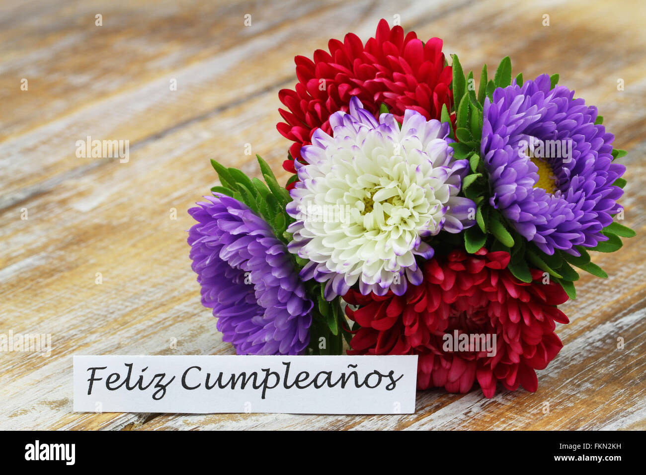 Feliz Cumpleanos Joyeux Anniversaire En Espagnol Avec Bouquet De Fleurs Aster Colores Photo Stock Alamy Feliz Cumpleanos Joyeux Anniversaire En Espagnol Avec Bouquet De Fleurs Aster Colores Photo Stock Alamy