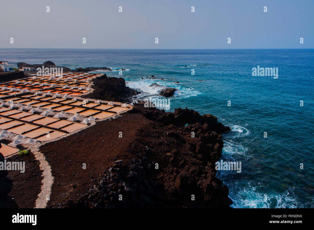 Salinas de fuencaliente mer sur l'île de Gran Canaria Palm Banque D'Images