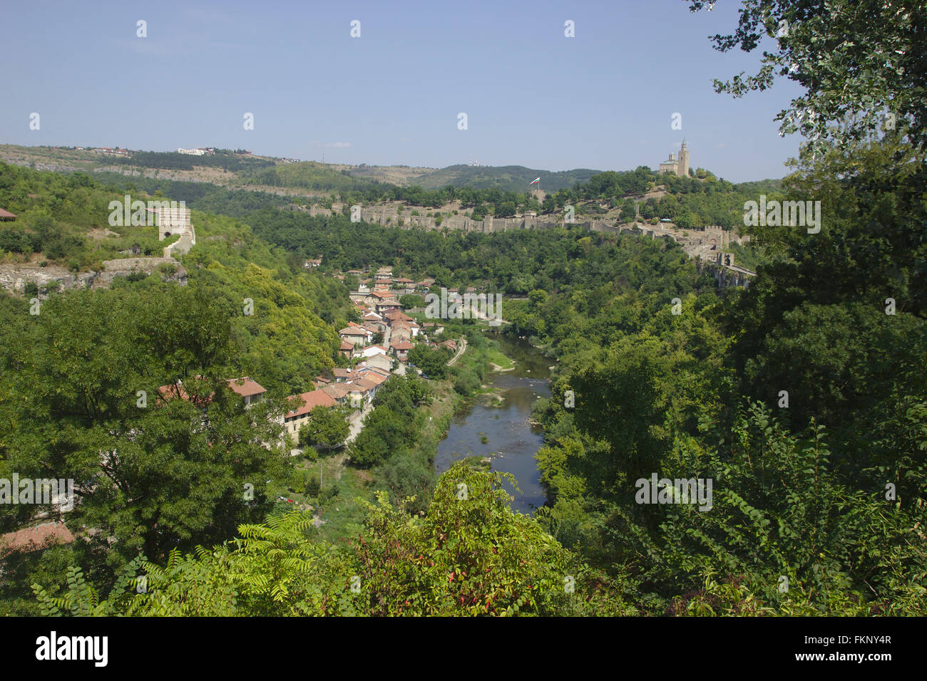Veliko Tarnovo, rivière Yantra et forteresse Tsarevets, Bulgarie Banque D'Images