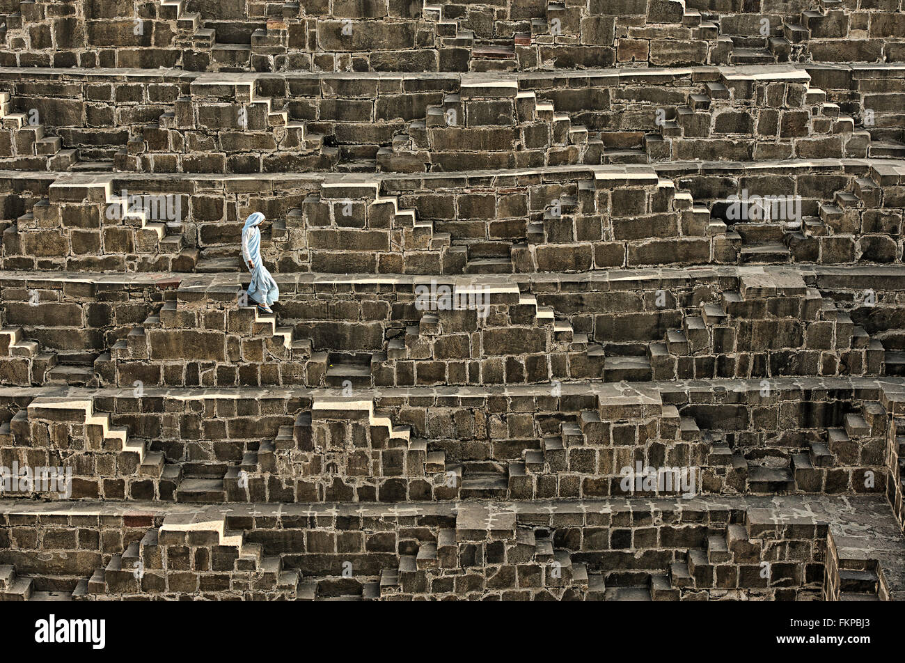 Chand Baori Abaneri, Jaipur, Inde. Banque D'Images