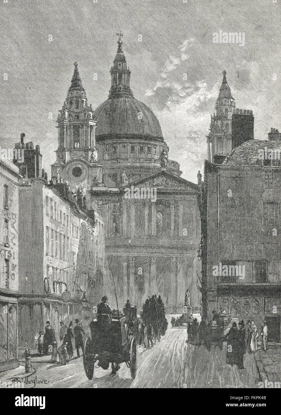 St Paul's & Cathdral Ludgate Hill comme il a été Banque D'Images