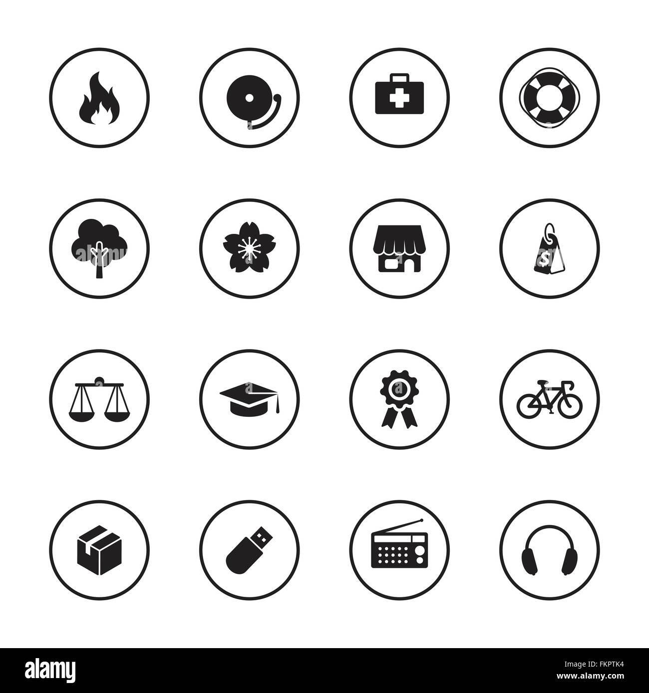 [EPS10] sécurité plat noir et divers icon set avec châssis circulaire pour la conception web, infographie, l'interface utilisateur et des applications mobiles Illustration de Vecteur