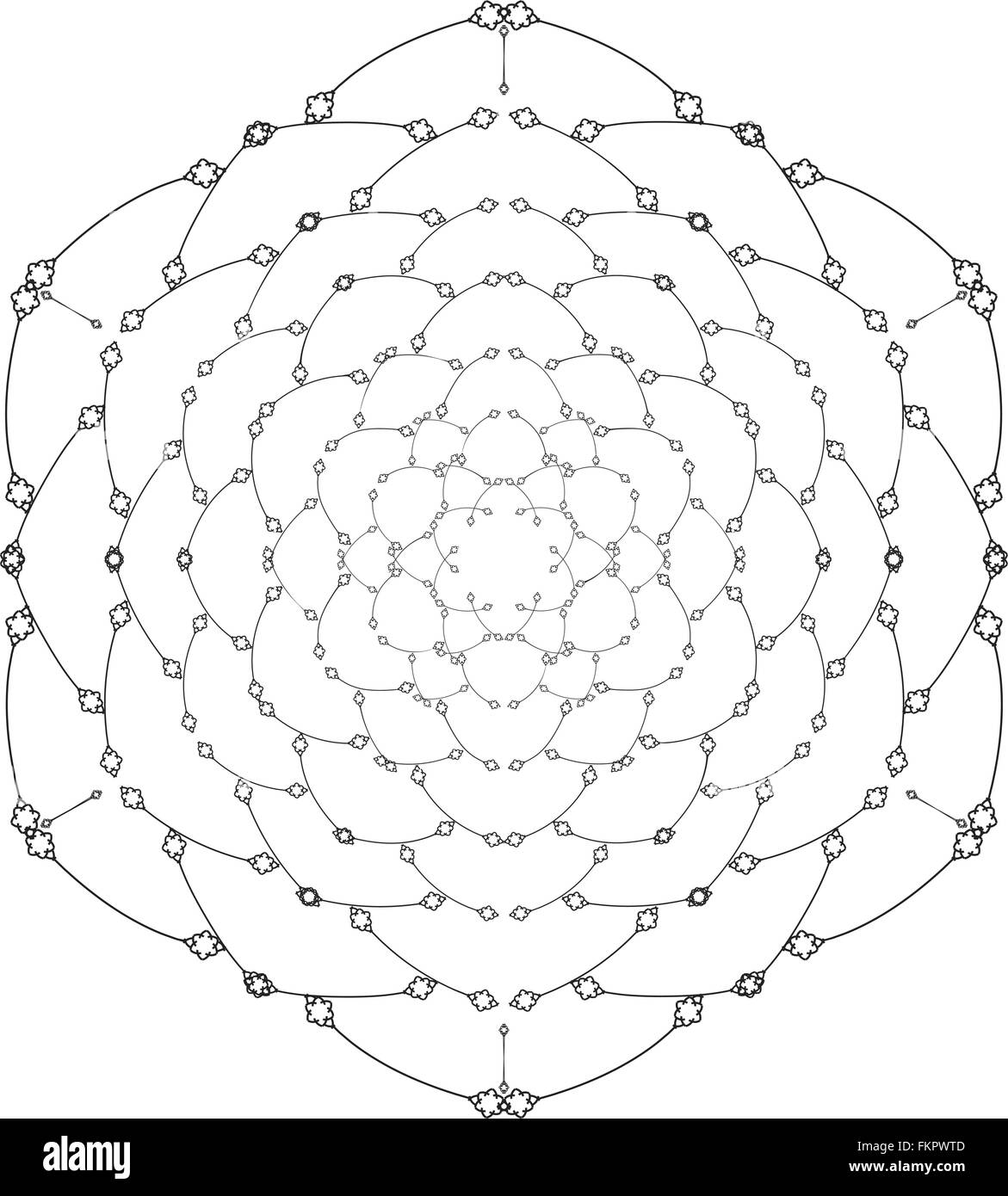 Mandala fleur monochrome vecteur sur un fond contrastant. Gros flocon Illustration de Vecteur