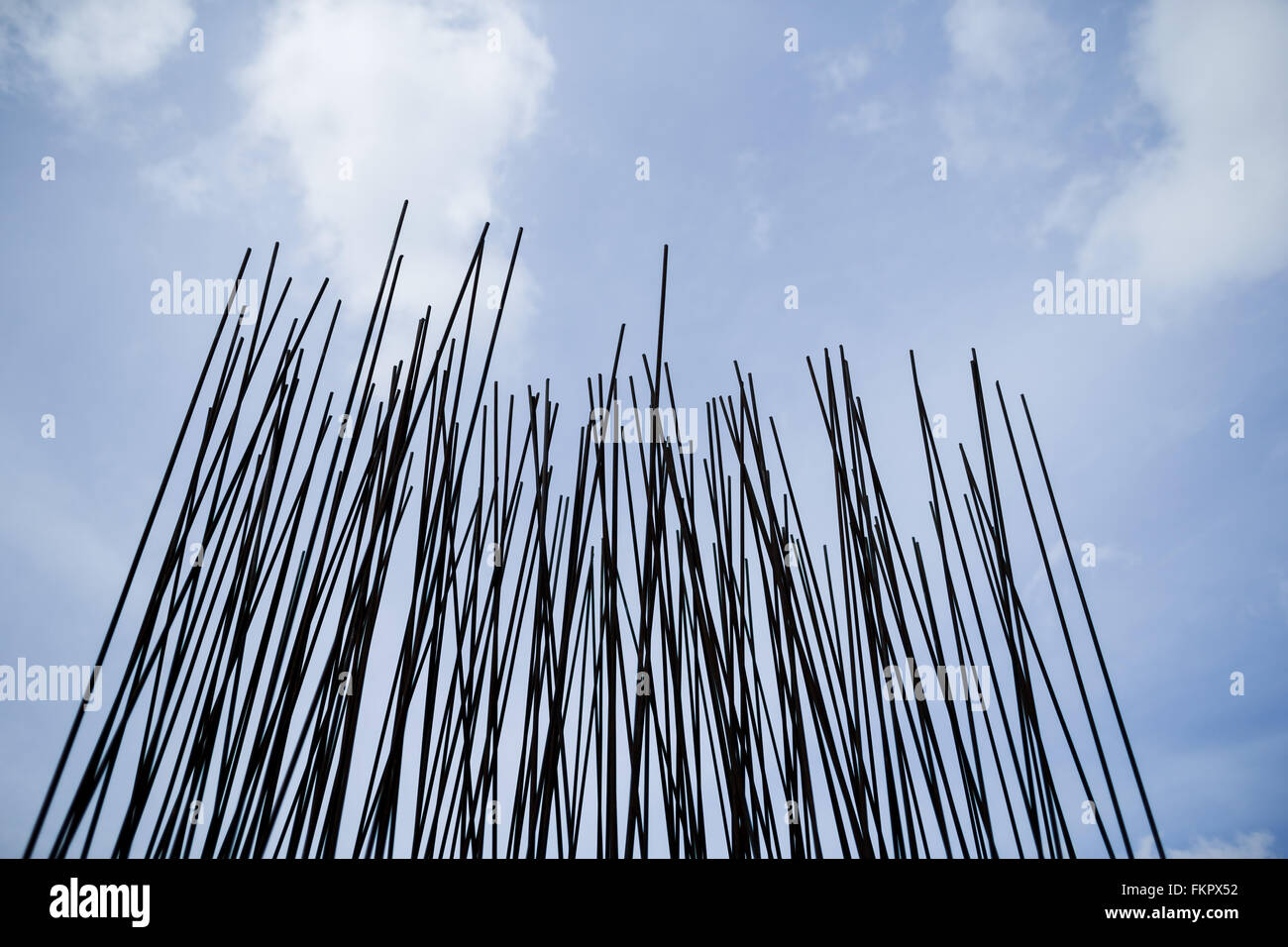 Une vue sur le site commémoratif pour les victimes de l'accident d'avion du vol Germanwings 4U 9525 près de l'emplacement de l'accident à Bléone, France, 26 février 2016. Le monument se compose de 149 barres de fer. Photo : afp/Vennenbernd Rolf Banque D'Images