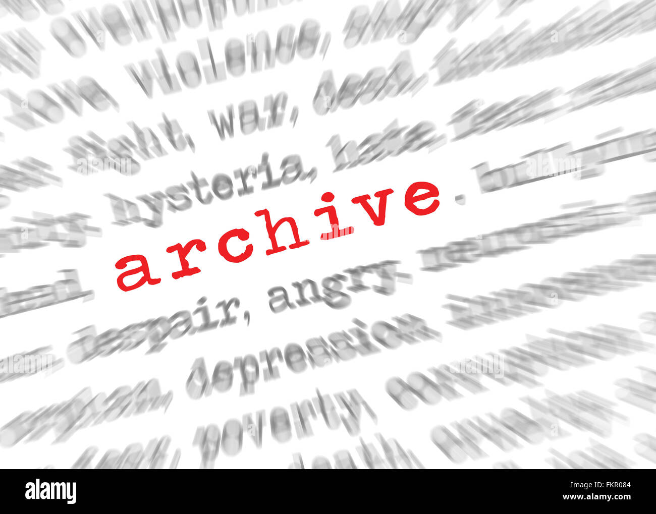 Blured zoom texte effet avec l'accent sur archive Banque D'Images