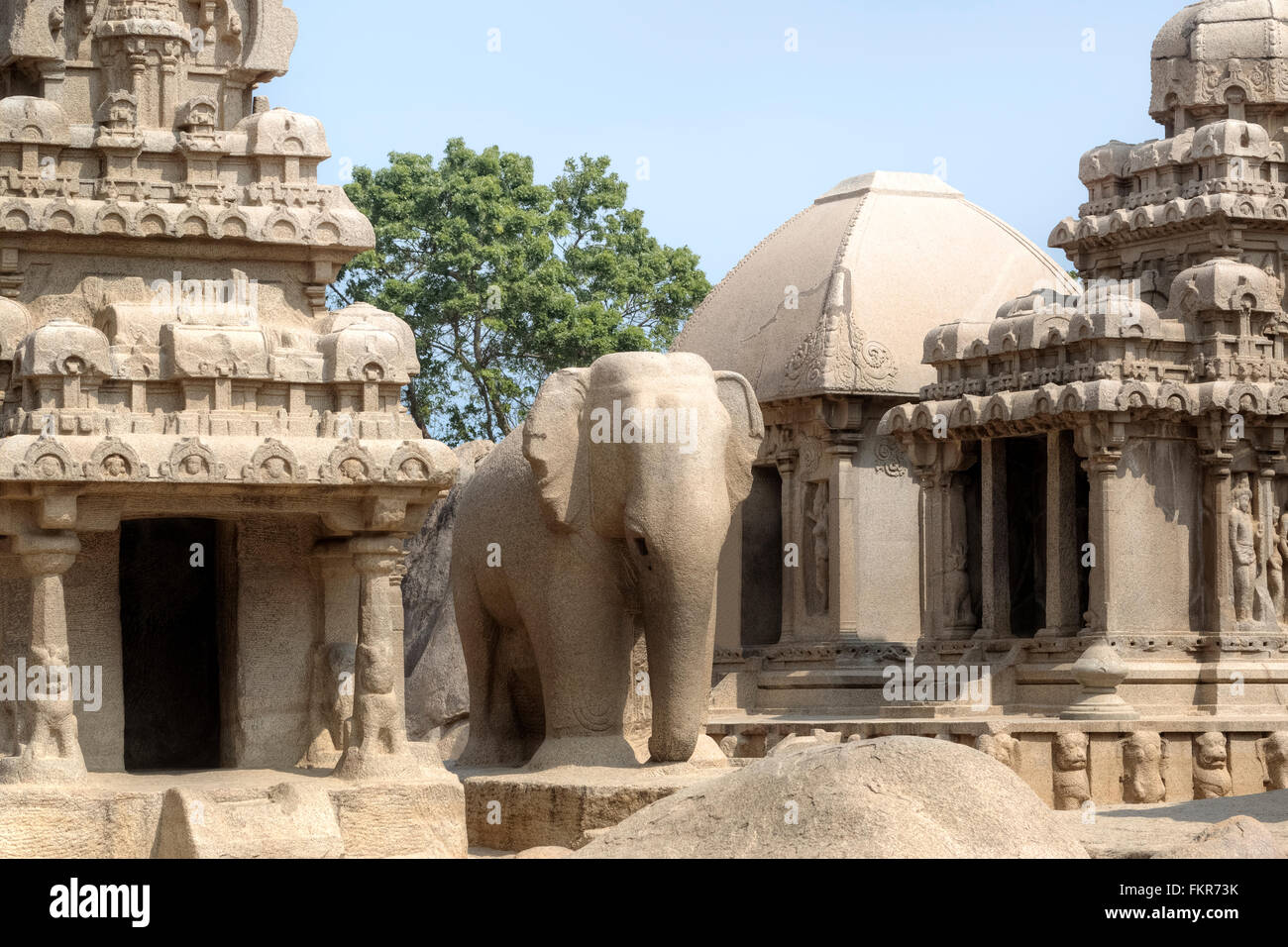 Pancha Rathas, Mahabalipuram, Kanchipuram, Tamil Nadu, Inde Banque D'Images