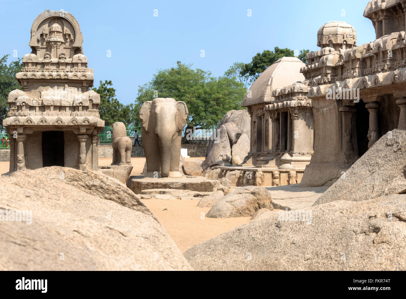 Pancha Rathas, Mahabalipuram, Kanchipuram, Tamil Nadu, Inde Banque D'Images