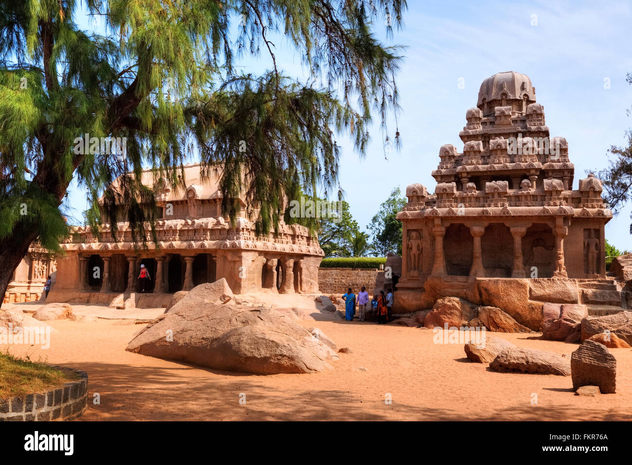 Pancha Rathas, Mahabalipuram, Kanchipuram, Tamil Nadu, Inde Banque D'Images