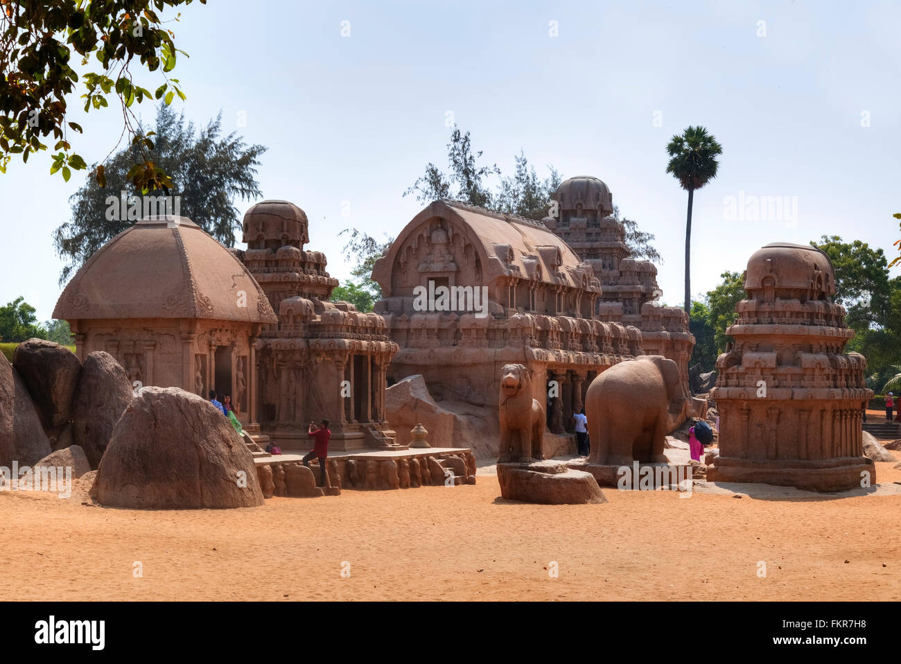 Pancha Rathas, Mahabalipuram, Kanchipuram, Tamil Nadu, Inde Banque D'Images
