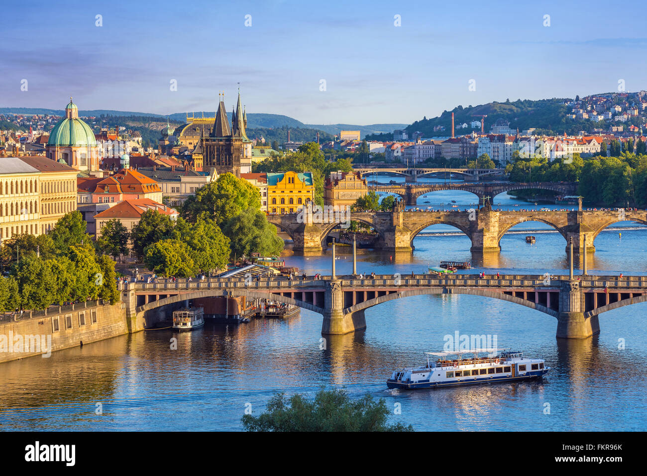 La ville de Prague et le Pont Charles, Prague, République Tchèque Banque D'Images
