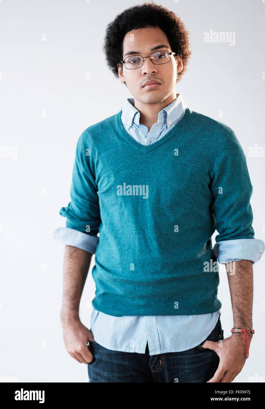 Mixed Race man with serious expression Banque D'Images