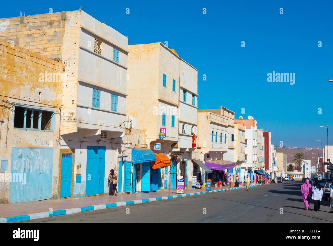 Avenue Mohamed V, Sidi Ifni Guelmim-Oued,région, le Maroc, l'Afrique du Nord Banque D'Images
