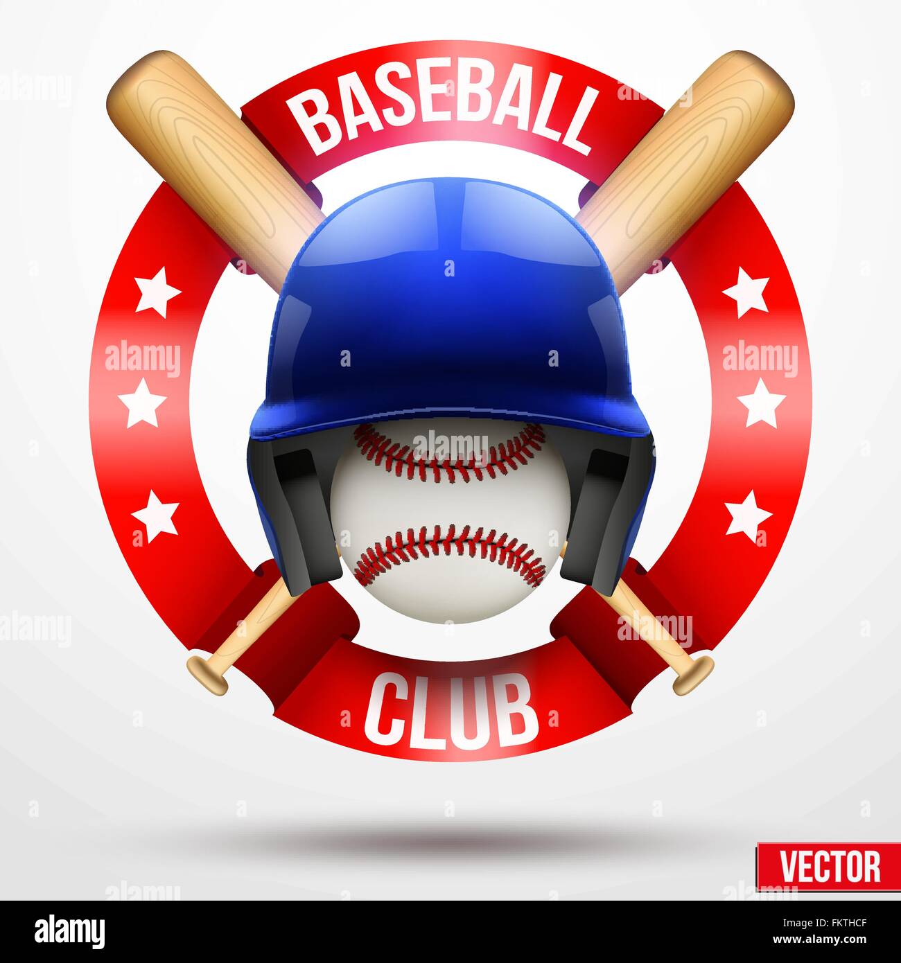 Balle de baseball et le casque avec des rubans Illustration de Vecteur