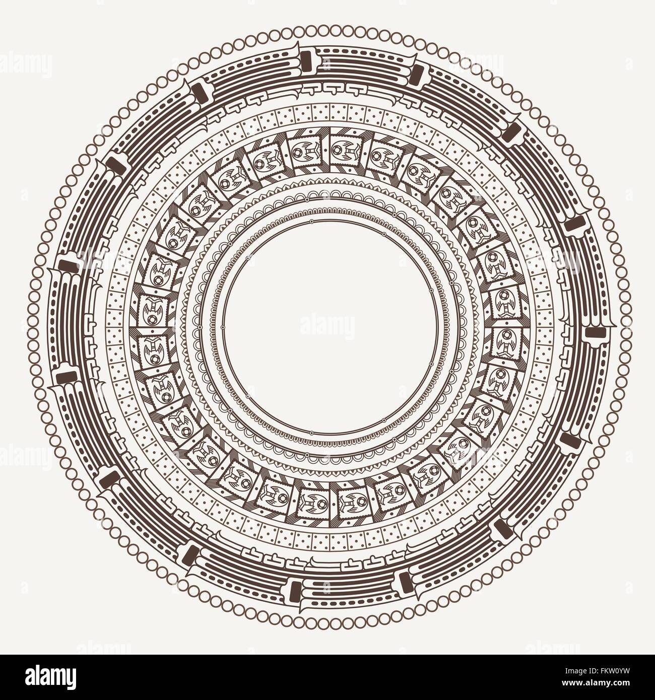 Ensemble d'images vectorielles en pierre de style calendrier Aztèque Illustration de Vecteur