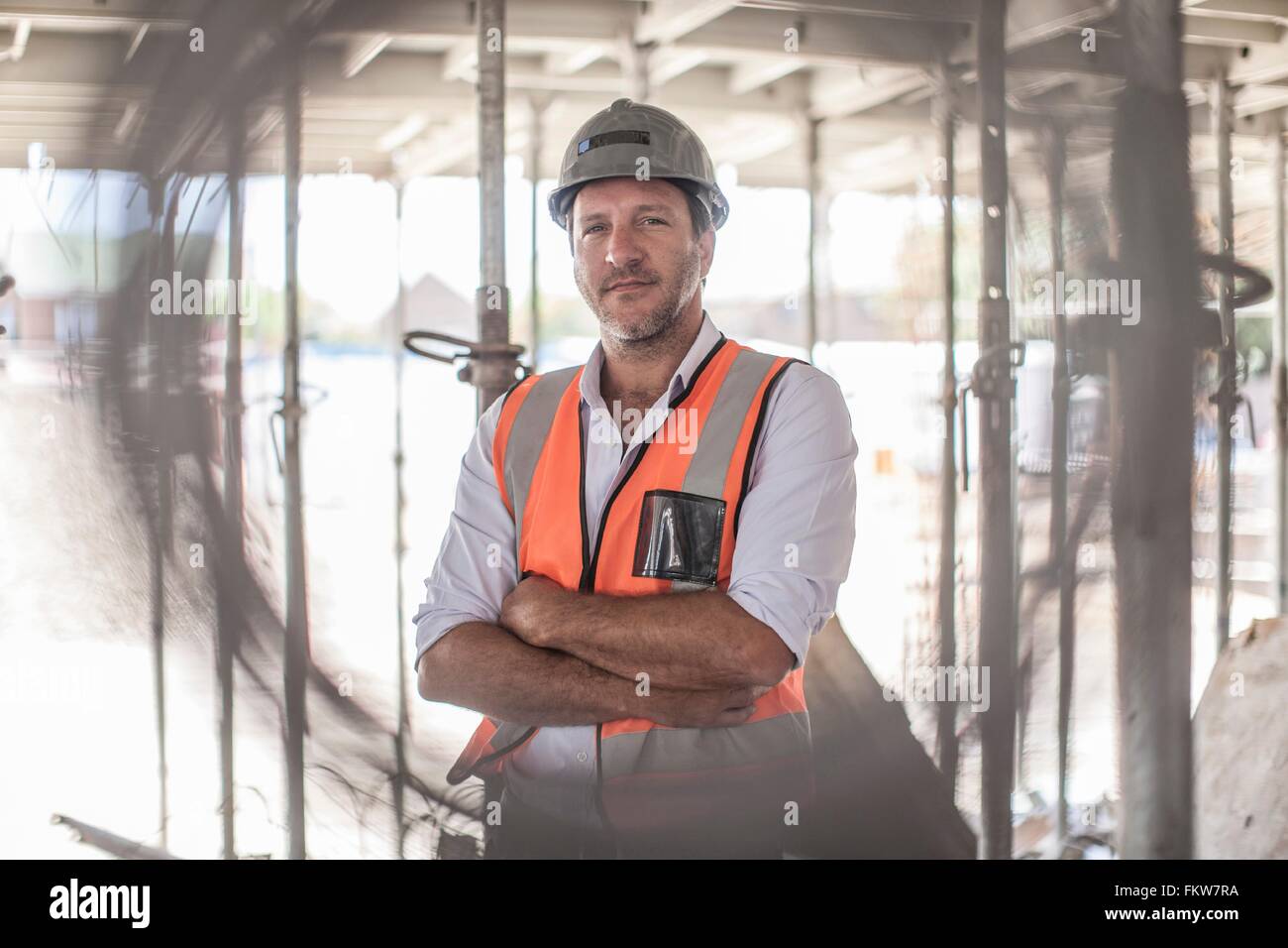 Portrait d'un chef de chantier on construction site Banque D'Images