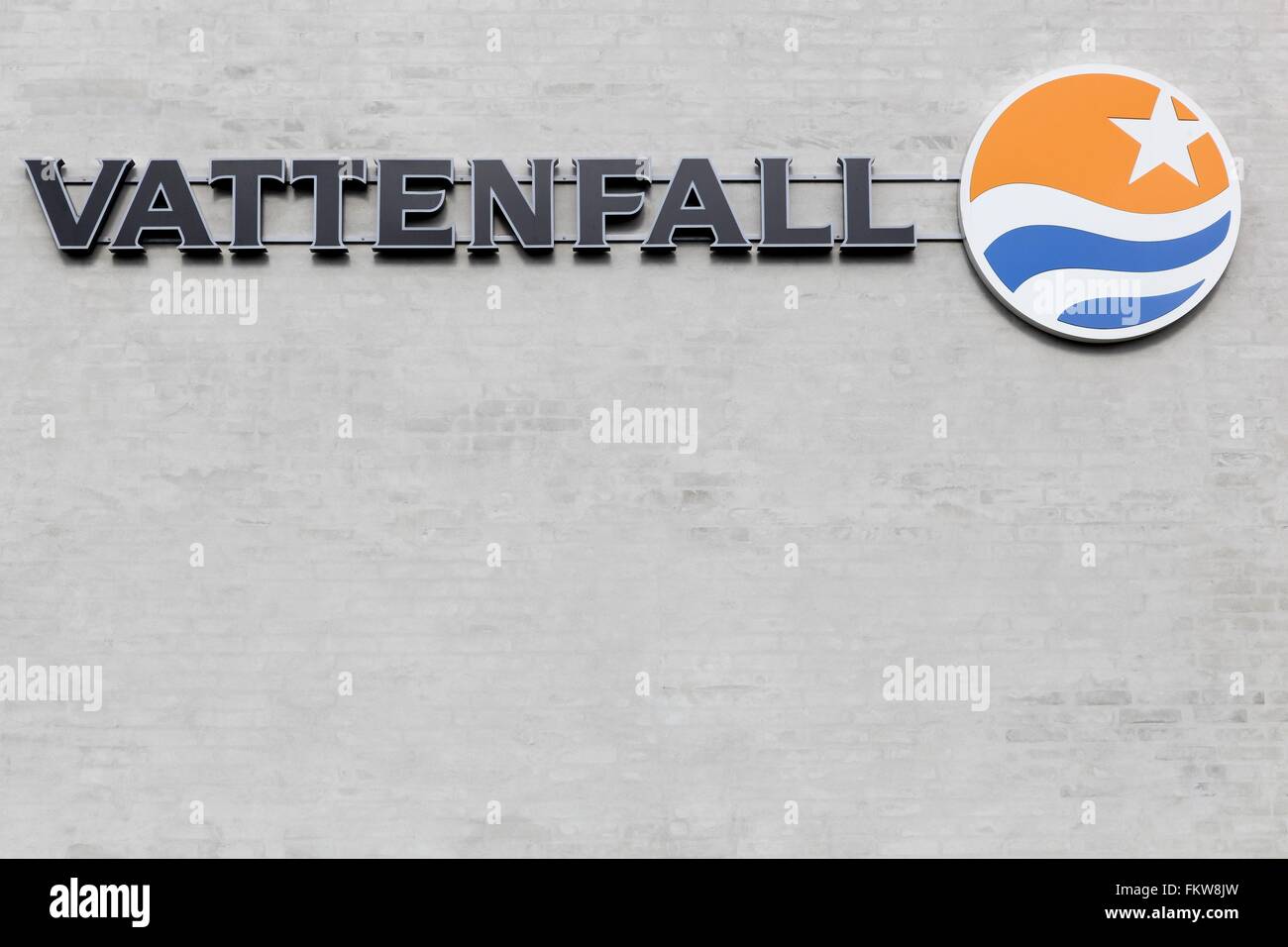Vattenfall logo sur un mur Banque D'Images
