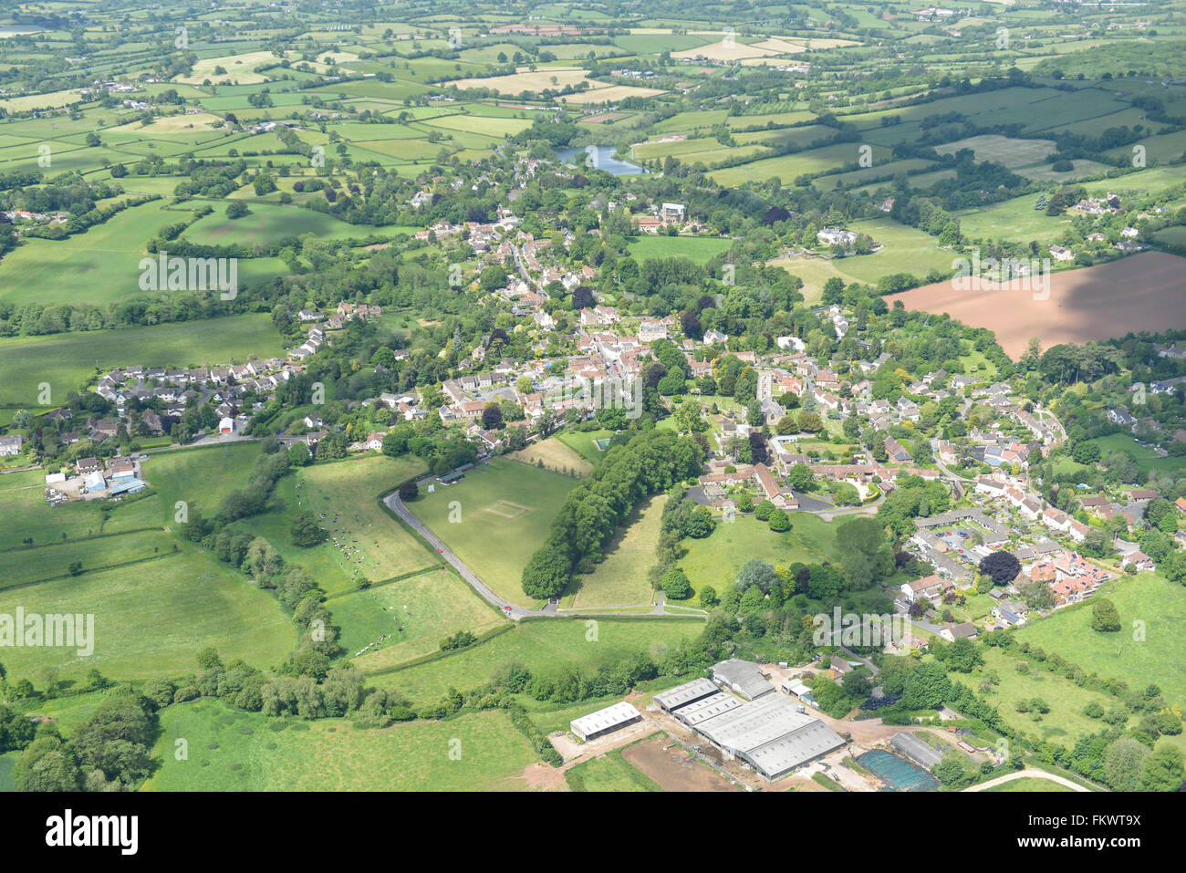 Une vue aérienne du village de Somerset Chew Magna Banque D'Images