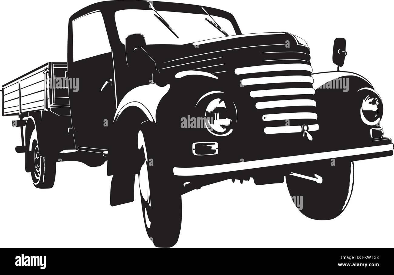Silhouette de vintage pickup Illustration de Vecteur