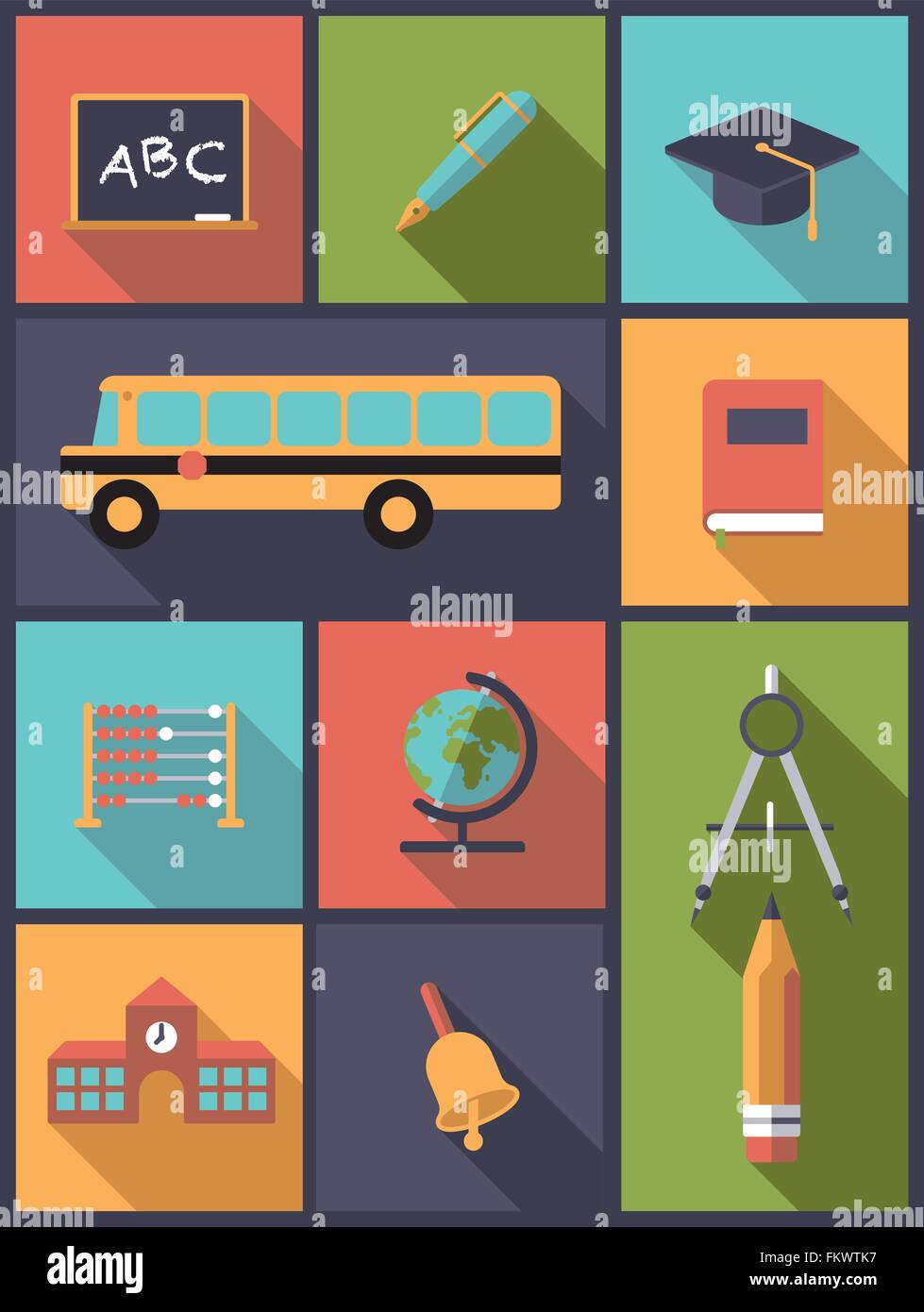 Design plat vertical illustration avec icônes d'éducation Illustration de Vecteur