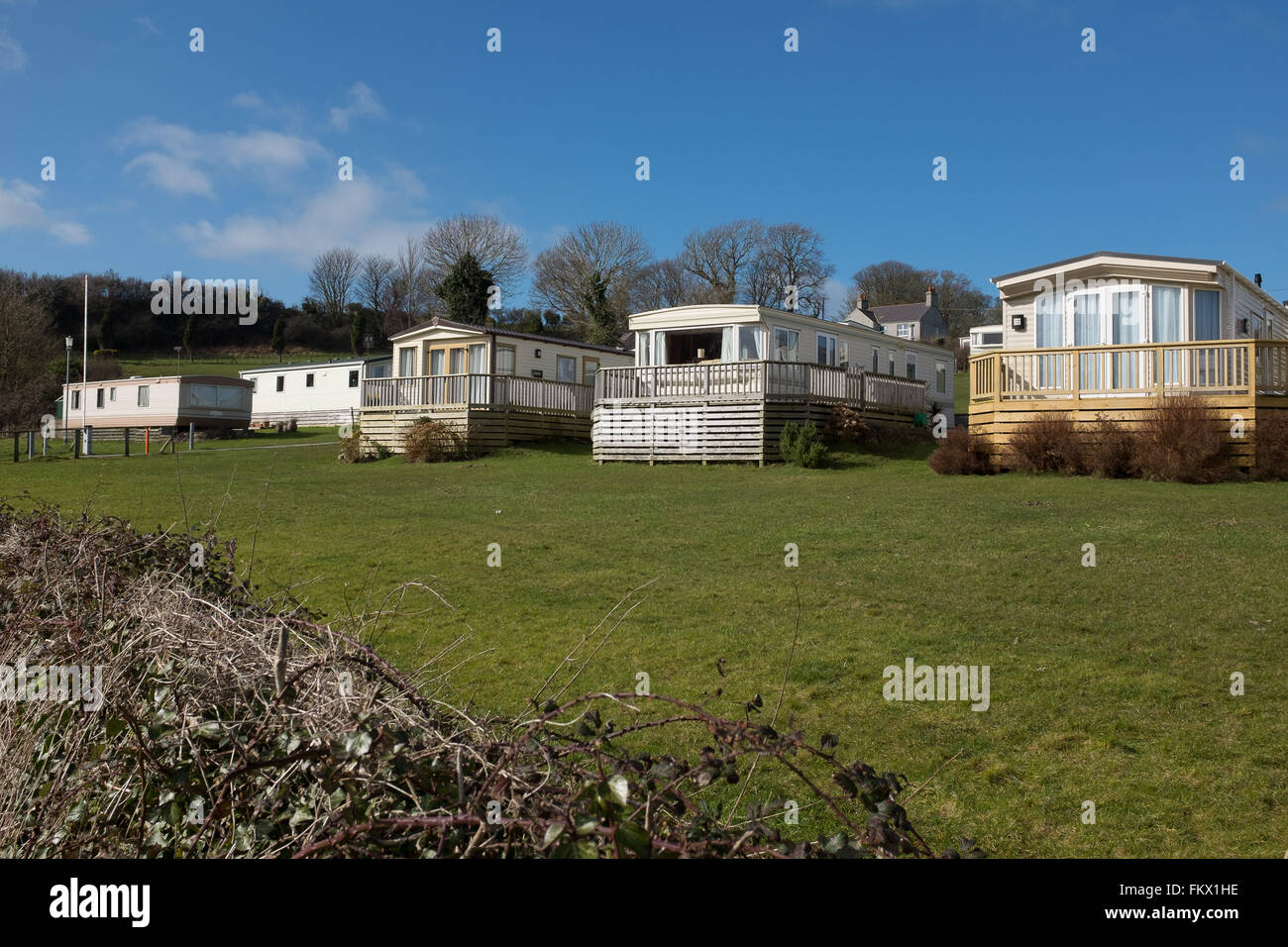 Traeth Bychan, caravaning, Anglesey Banque D'Images