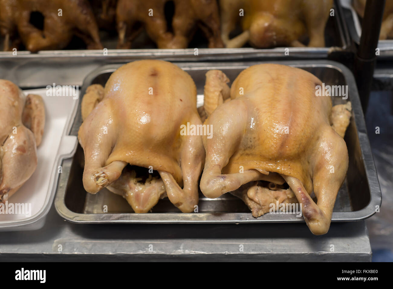 Poulet à la vapeur, de style chinois. Banque D'Images