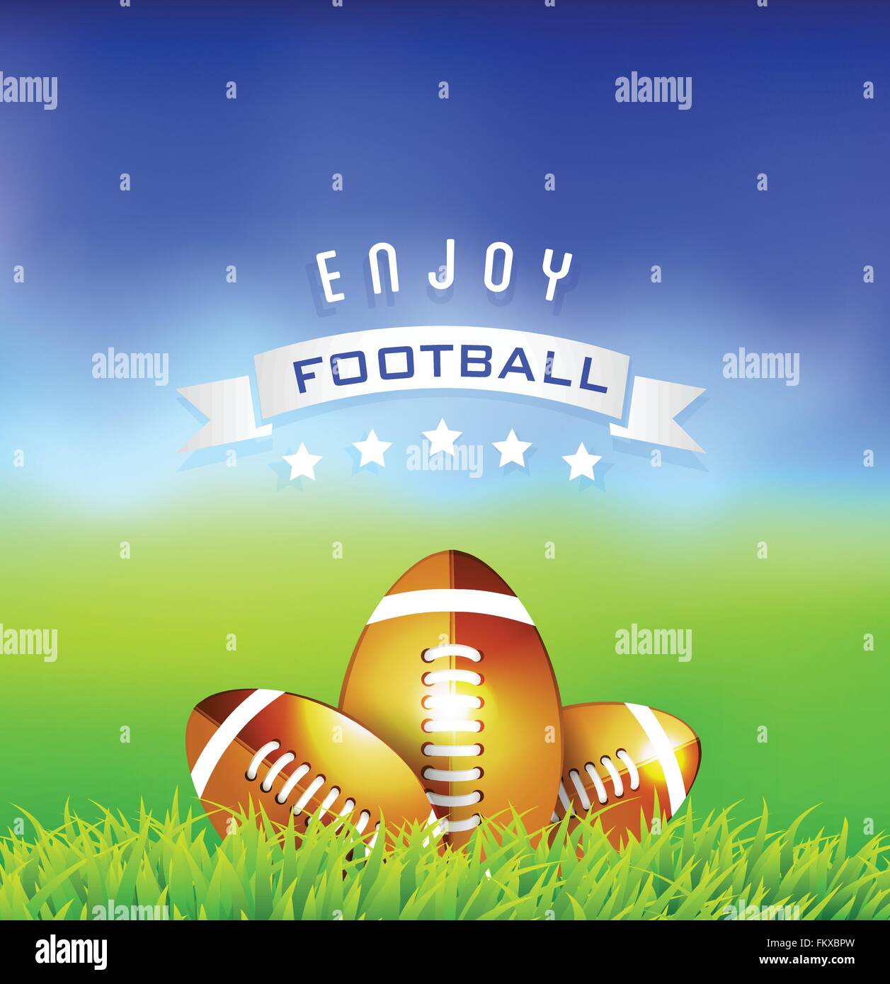 Apprécier le football américain.Le football américain ball sur fond de champ Illustration de Vecteur