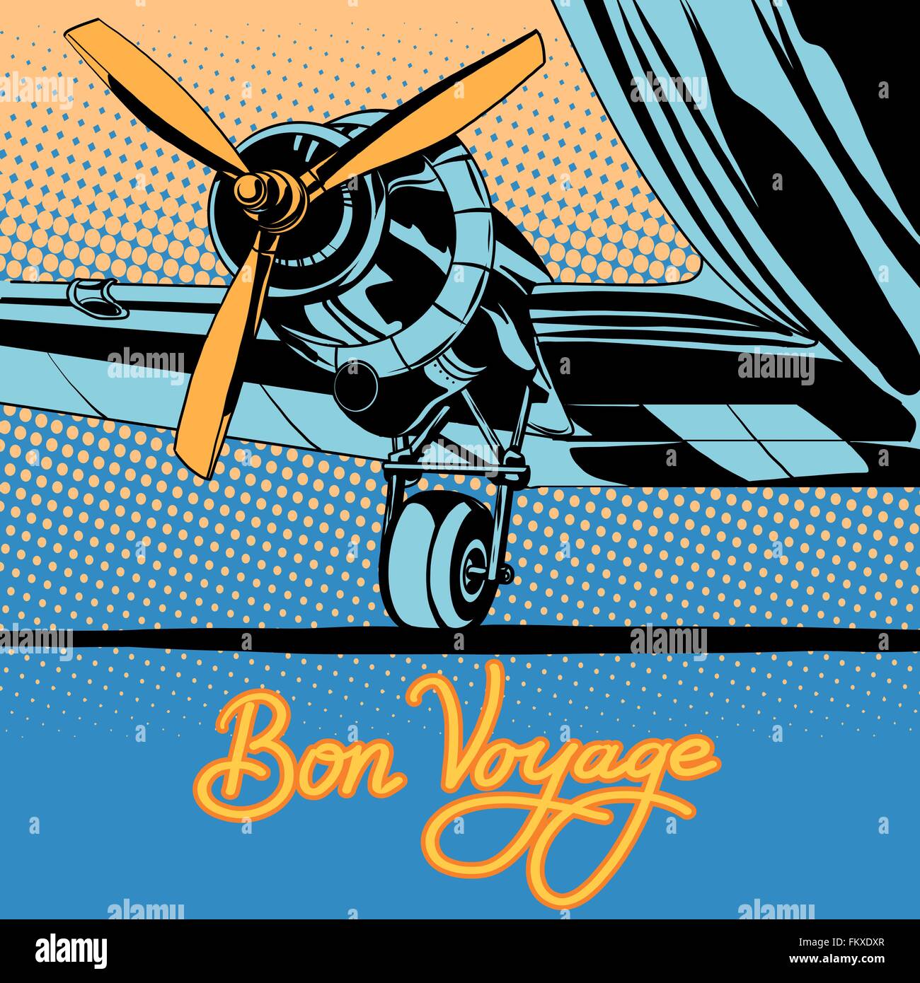 Bon voyage avion voyage rétro poster Illustration de Vecteur