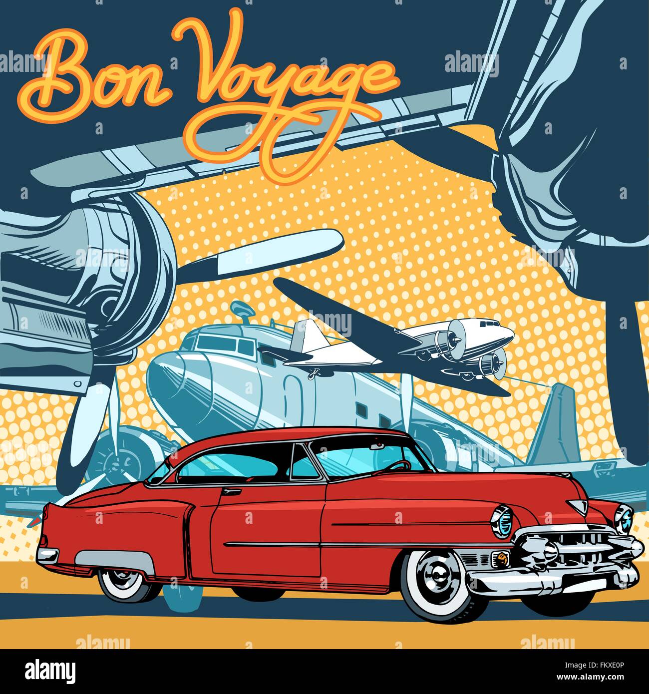 Retro voiture rouge sur la piste pop art retro style Illustration de Vecteur