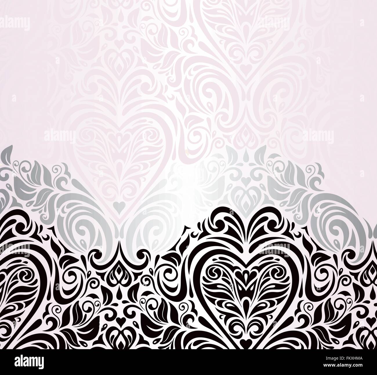 Décoration de mariage rose vintage background invitation aux cœurs des ornements de symbole Illustration de Vecteur