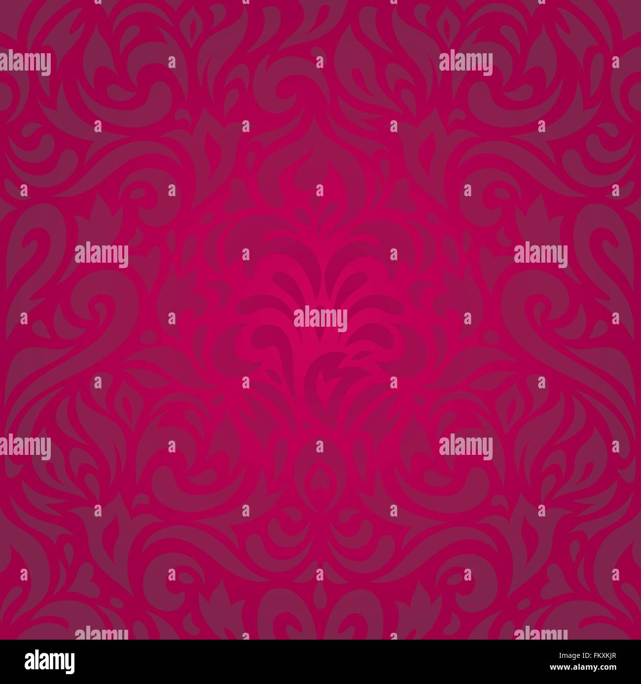 Maison de vacances rouge fleurs décoratives de luxe design papier peint rétro arrière-plan invitation Illustration de Vecteur