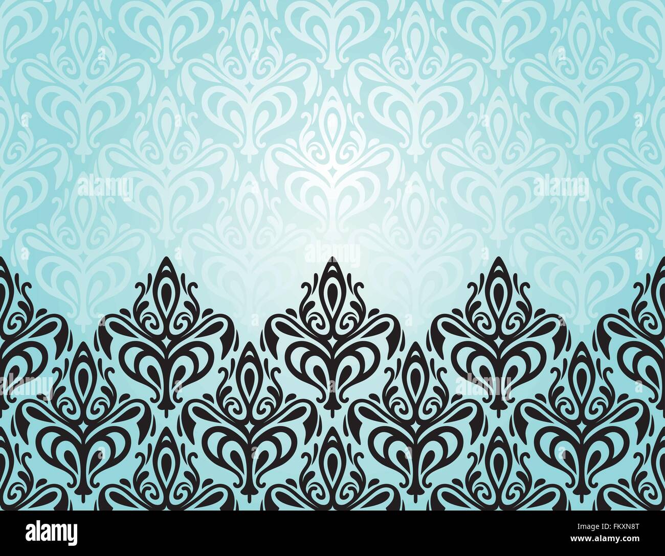 Maison de vacances de décoration Turquoise background avec ornements noir Illustration de Vecteur