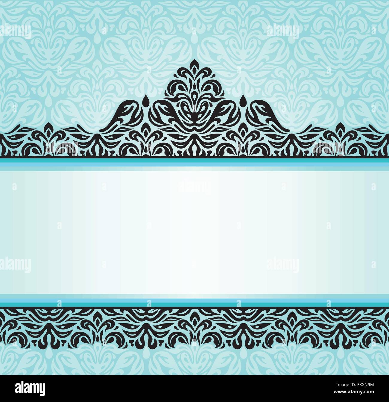 Retro design Turquoise invitation avec ornements noir Illustration de Vecteur