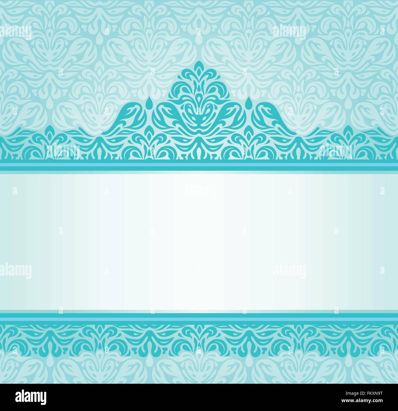 Retro design Turquoise invitation avec ornements bleu-vert Illustration de Vecteur