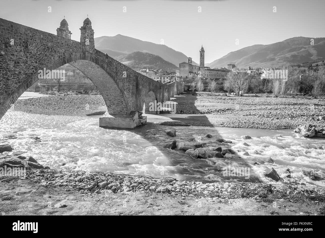 Bobbio noir et blanc Banque D'Images