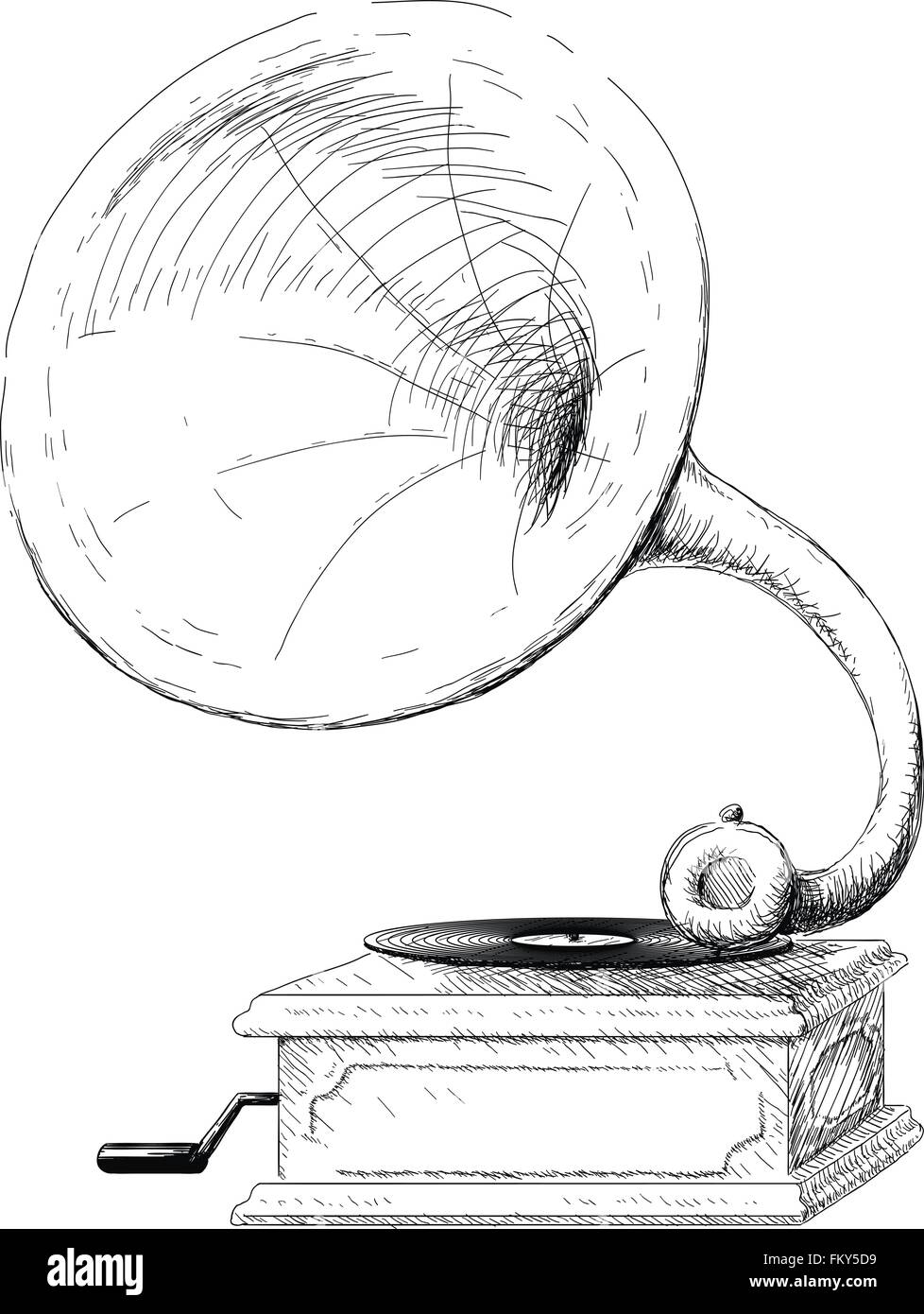 Vieux gramophone sketch Illustration de Vecteur