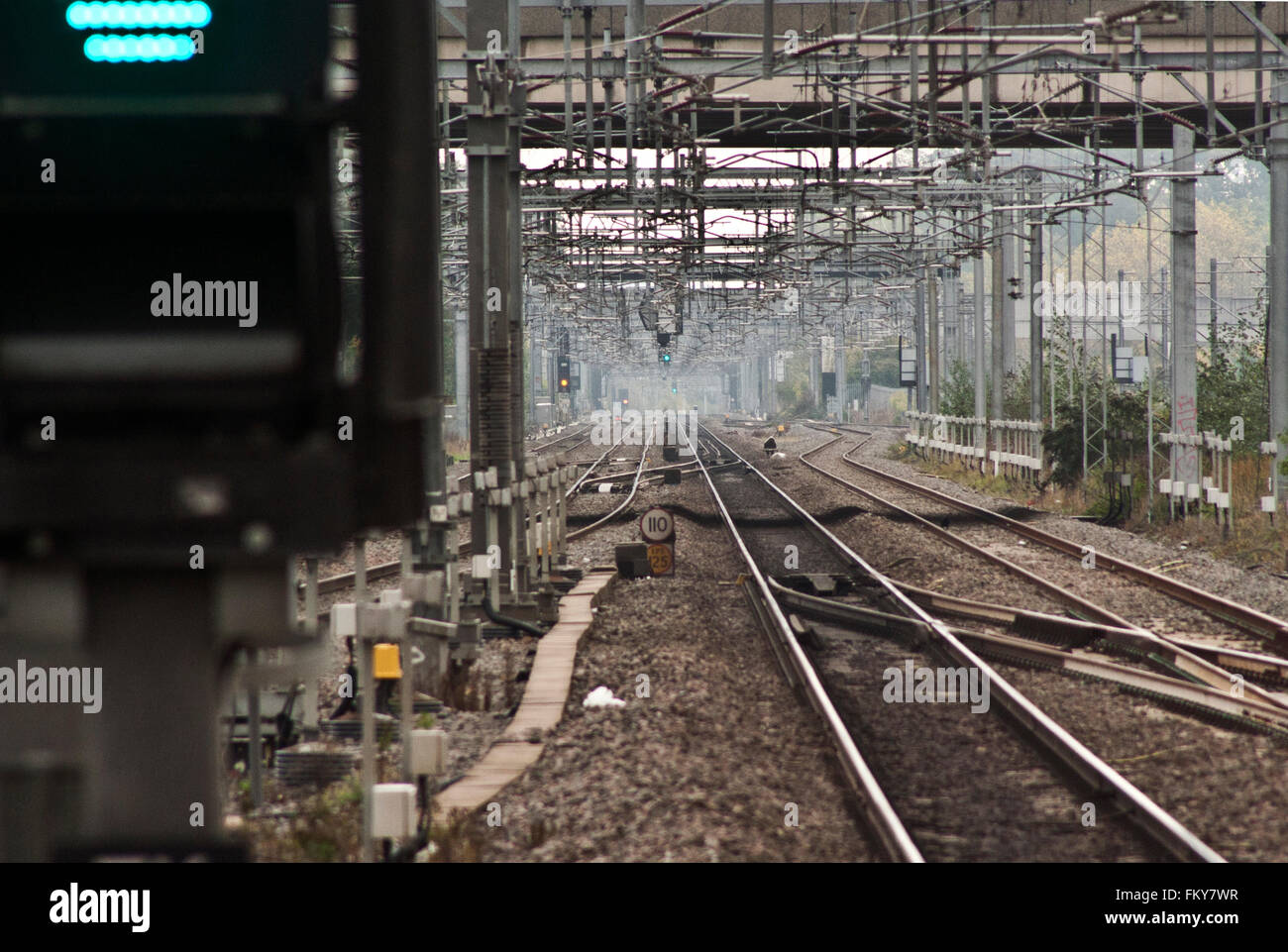 Tout droit des lignes de chemin de fer Banque D'Images