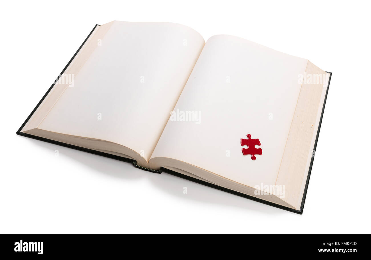 Livre ouvert et puzzle, concept de solution Banque D'Images