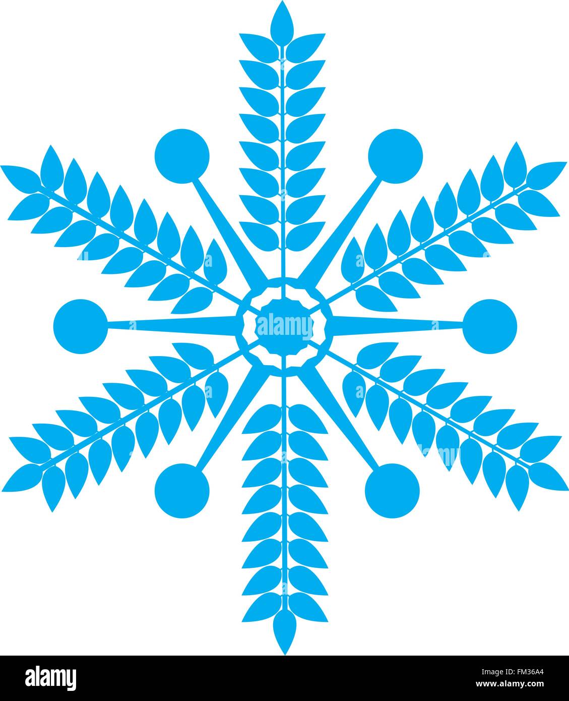 Blue snowflake isolé sur fond blanc Illustration de Vecteur