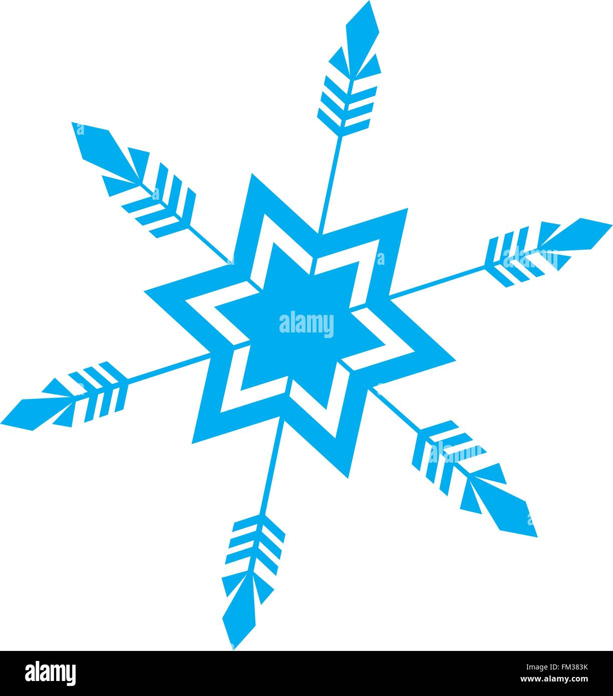 Blue snowflake isolé sur fond blanc Illustration de Vecteur