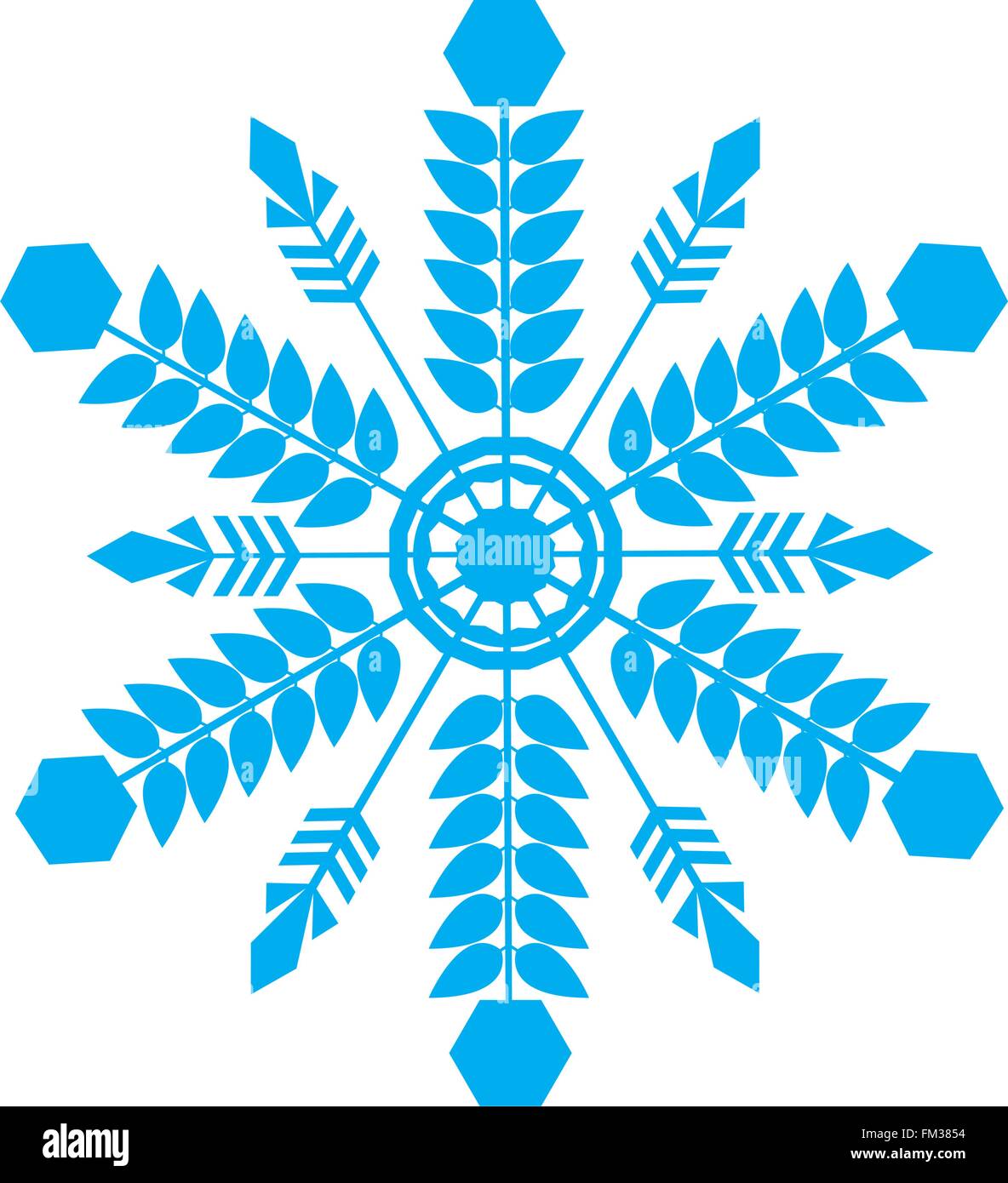 Blue snowflake isolé sur fond blanc Illustration de Vecteur