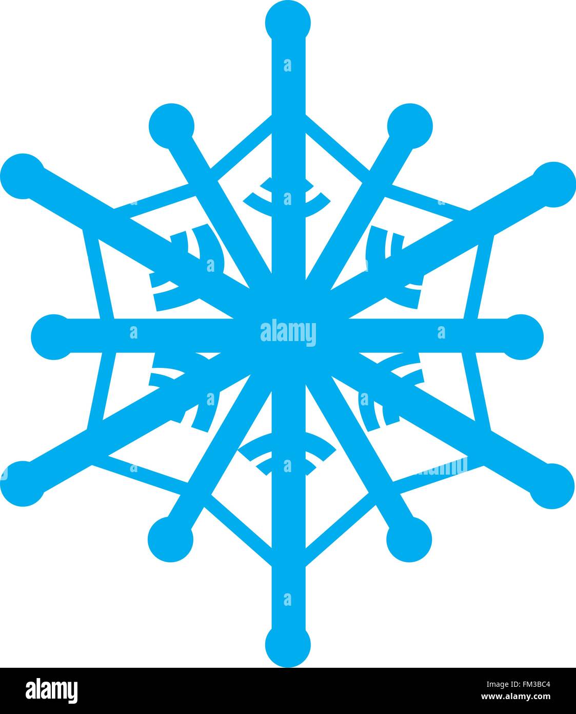 Blue snowflake isolé sur fond blanc Illustration de Vecteur