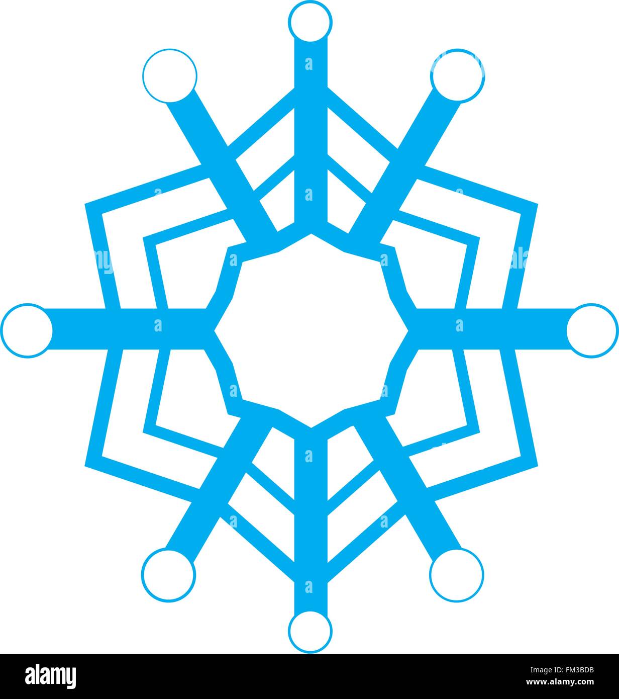 Blue snowflake isolé sur fond blanc Illustration de Vecteur