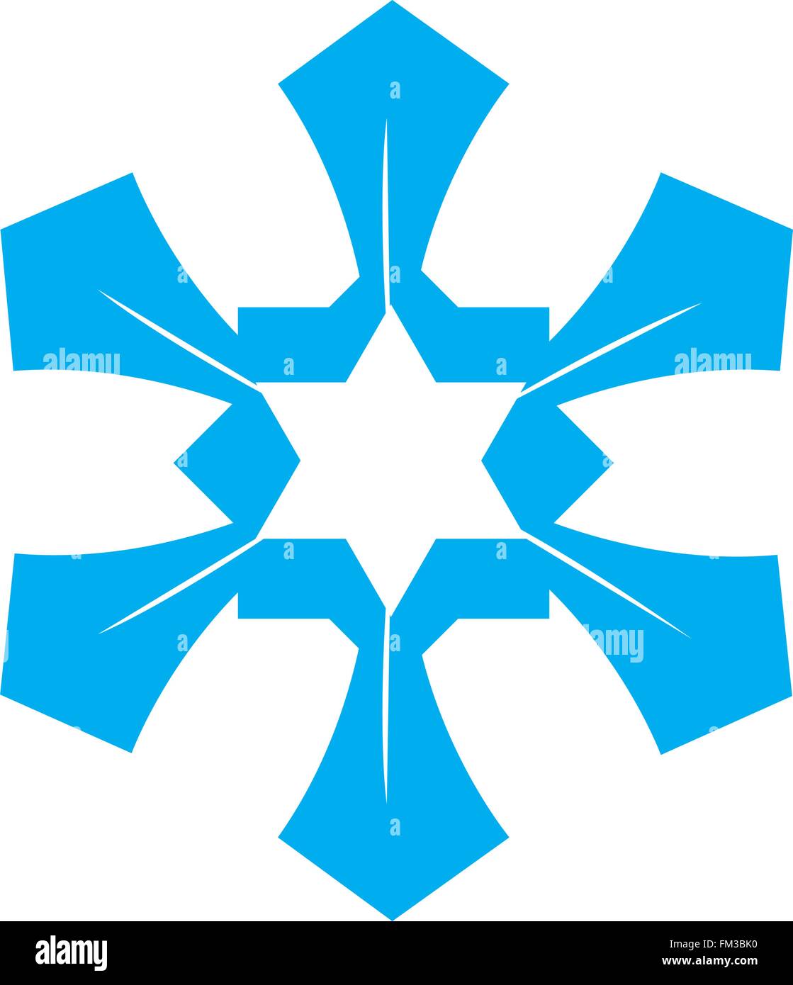 Blue snowflake isolé sur fond blanc Illustration de Vecteur