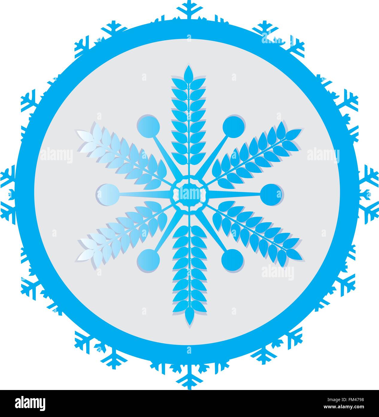 Autocollant isolé avec un flocon de neige bleu sur fond blanc Illustration de Vecteur