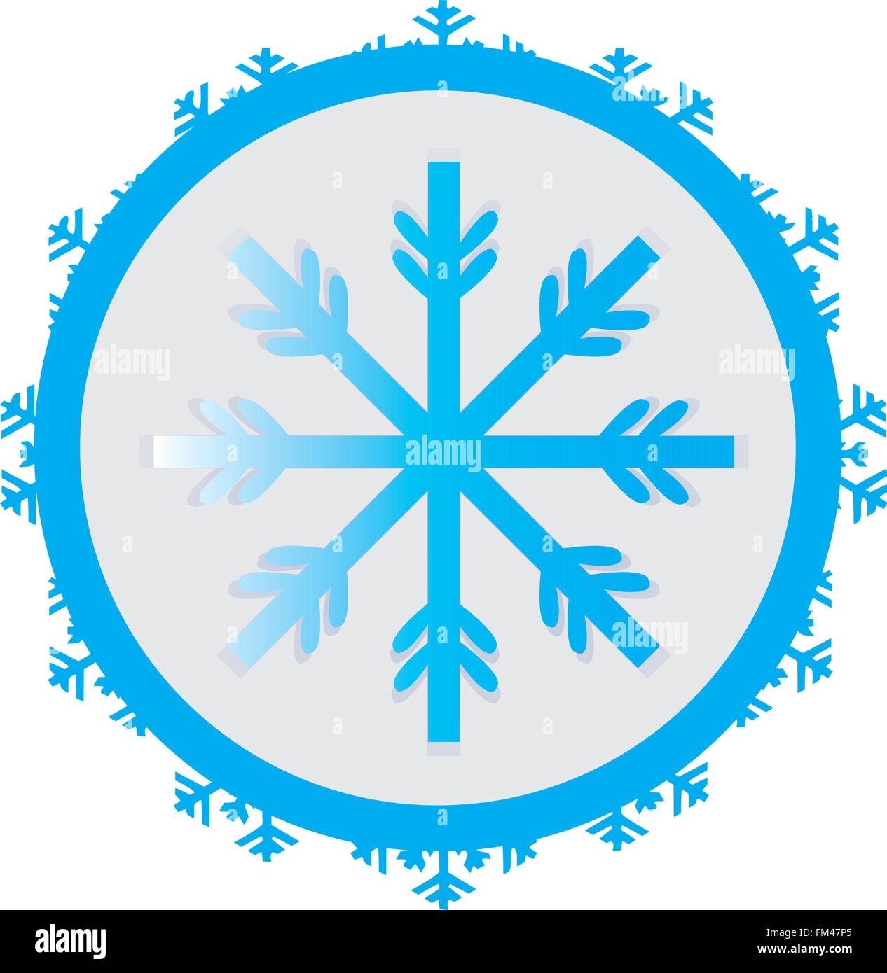 Autocollant isolé avec un flocon de neige bleu sur fond blanc Illustration de Vecteur