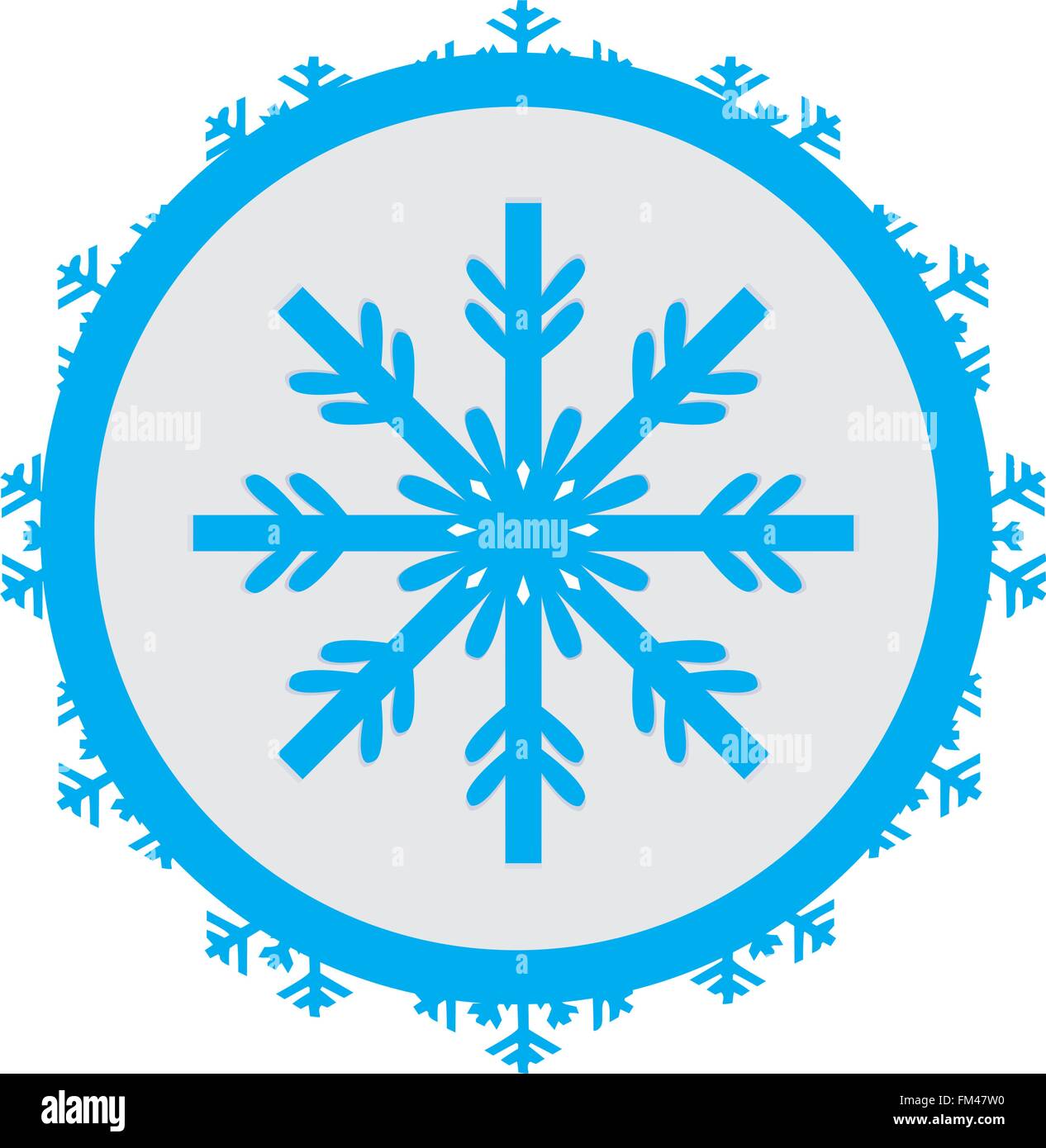 Autocollant isolé avec un flocon de neige bleu sur fond blanc Illustration de Vecteur