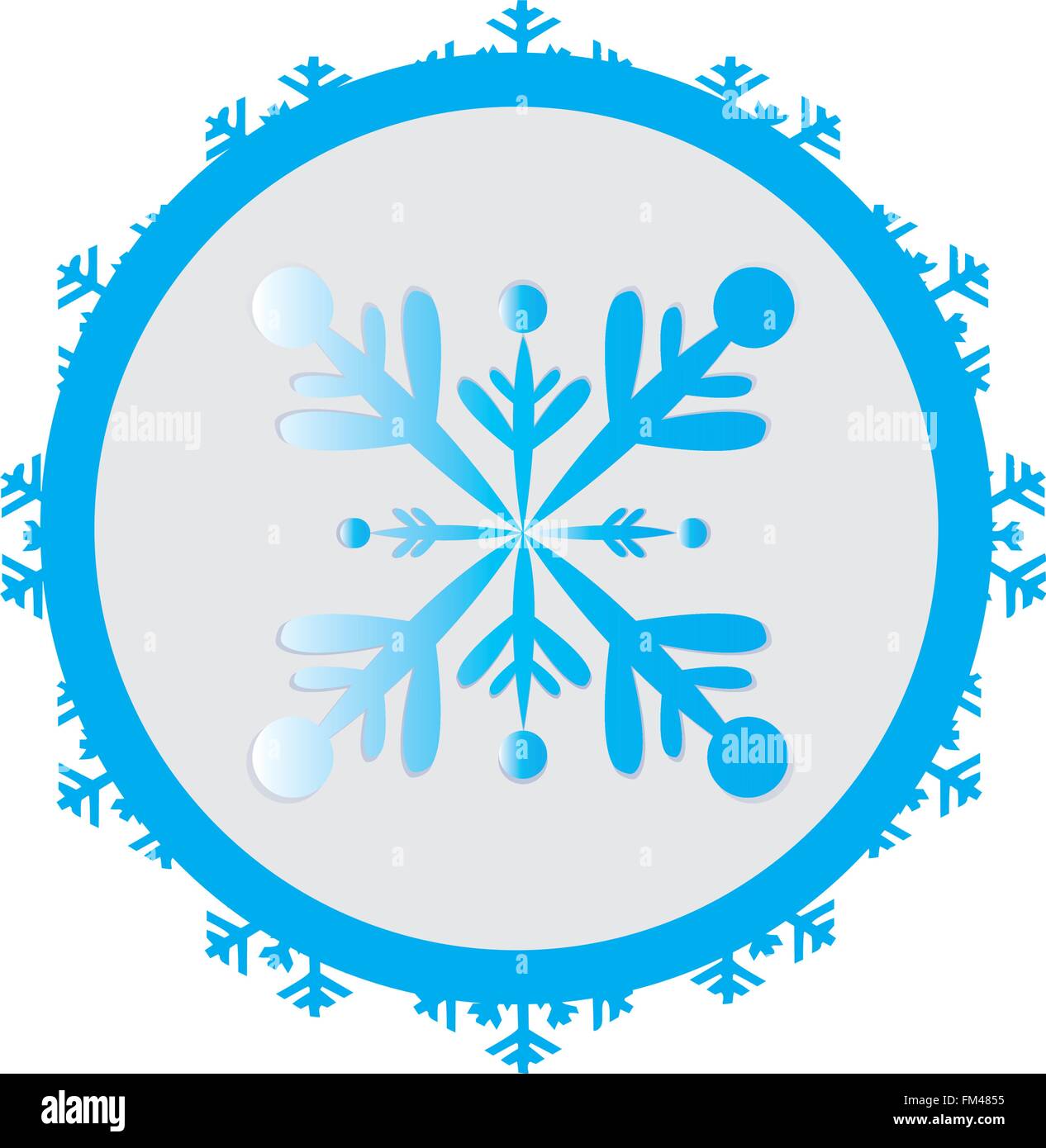 Autocollant isolé avec un flocon de neige bleu sur fond blanc Illustration de Vecteur